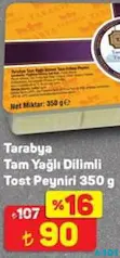 TARABYA TAM YAĞLI DİLİMLİ TOST PEYNİRİ 350 G